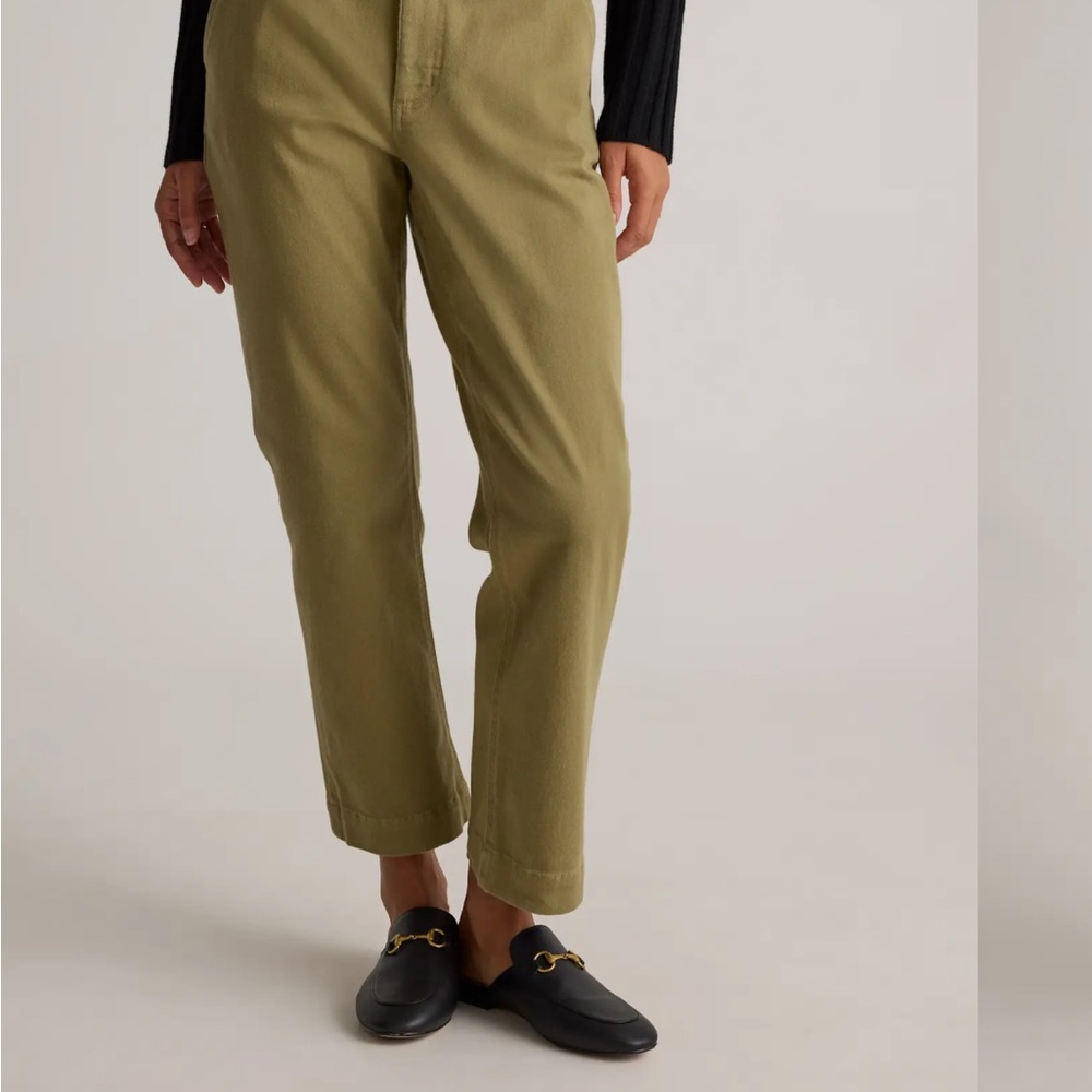 Quince Green Chino Pants Straight Leg organic cotton twill